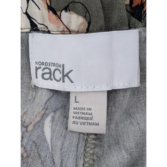 Nordstrom Rack Green Wide Leg Floral Ankle Pants Stretch Pockets XL 34"x24" - Picture 2 of 9